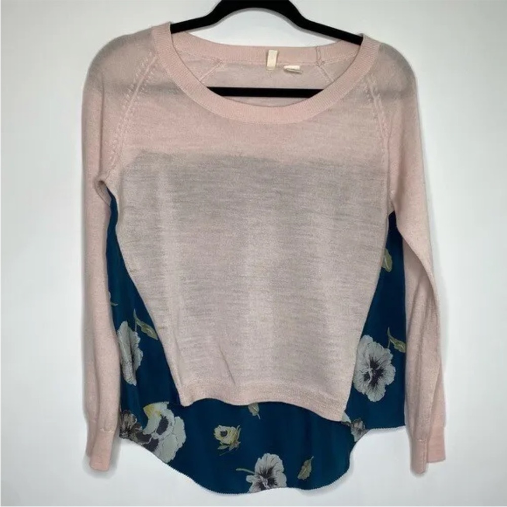 Anthropologie moth mixed media sweater small